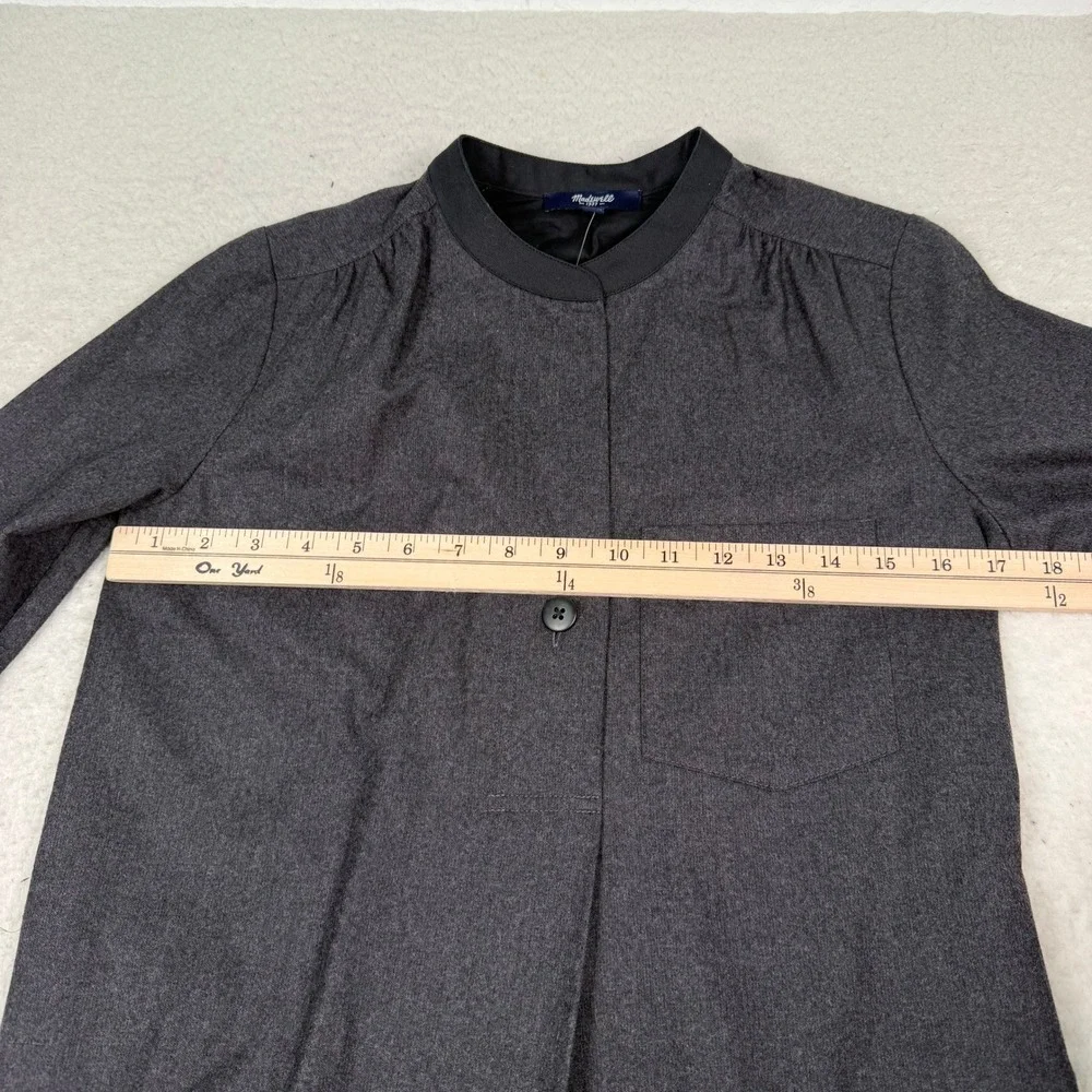 NWT Madewell Shirt Dress‎ XXS Charcoal Grey Wool Blend Mini Dark Academia Tunic